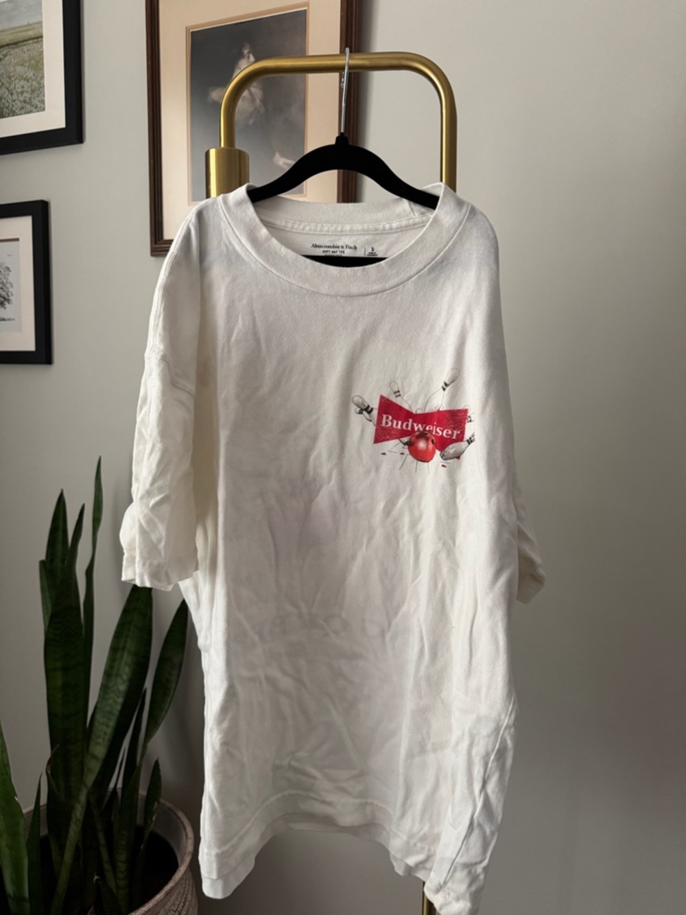 Abercrombie & Fitch Budweiser White Graphic Tee